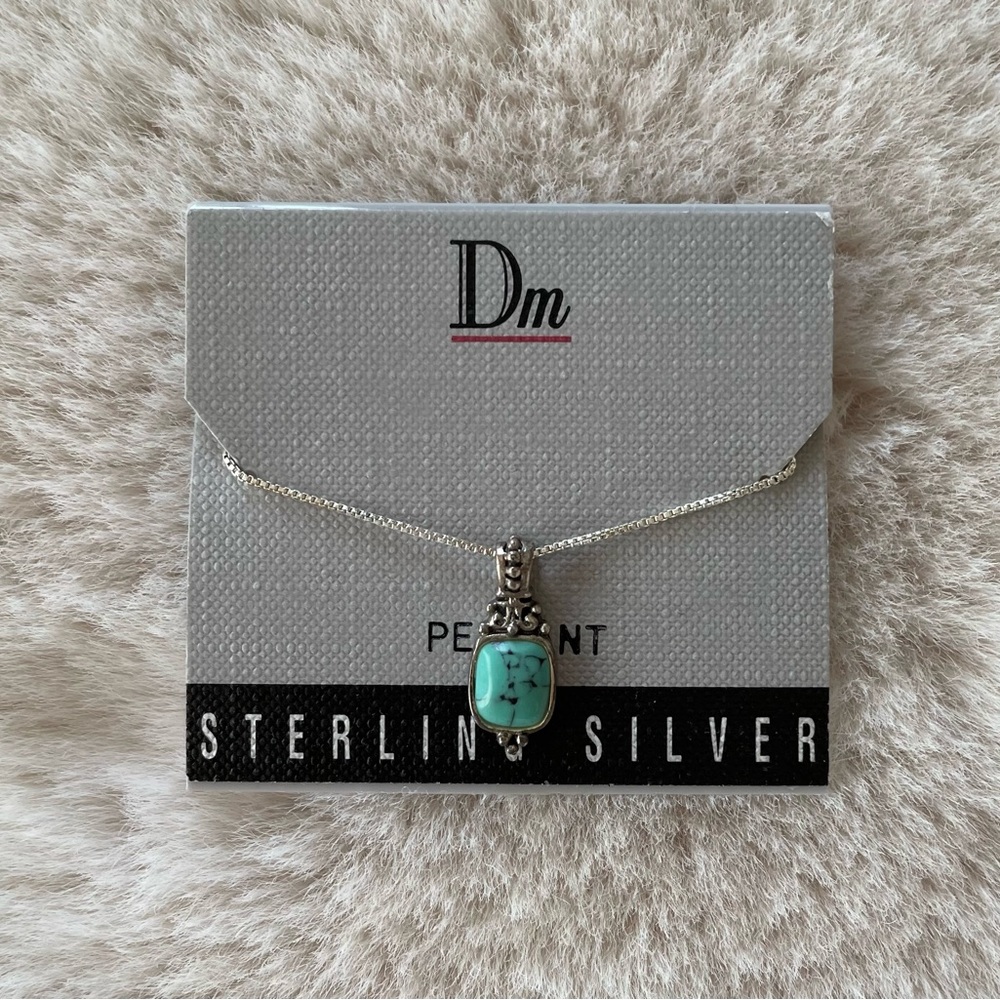 *NWT* Dm Sterling Silver Turquoise Pendant Necklace VINTAGE